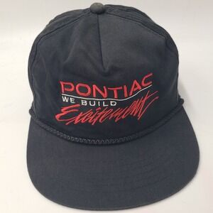 Vintage Pontiac Hat Snapback (Fits Small) Black Red Rope We Build Excitement Men